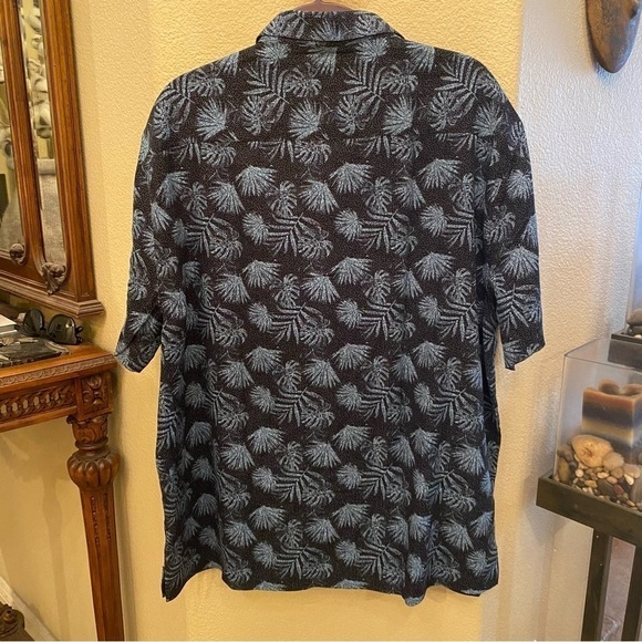 NAT NAST Men Blue Palm Leaves Print Silk Blend Button Short Sleeve Top Size XL - Picture 3 of 7